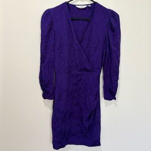 Paris Atelier & Other Stories Purple Jacquard Leopard Ruched Party Dress Size 2